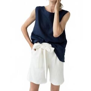 NEW LE MUSE high waisted linen short in white